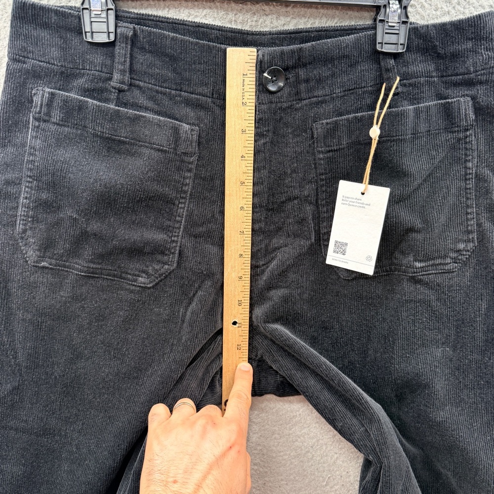 Quince Organic Stretch Corduroy Cropped Wide Leg Pants In Black Size 14 NWT - Picture 4 of 15